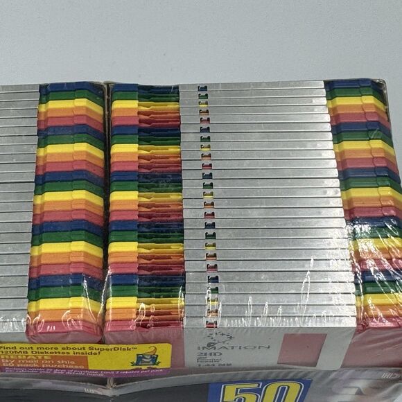 50 Pack 3M Imation IBM Formatted High Density 3.5" Floppy Diskettes Rainbow NEW - Picture 5 of 8